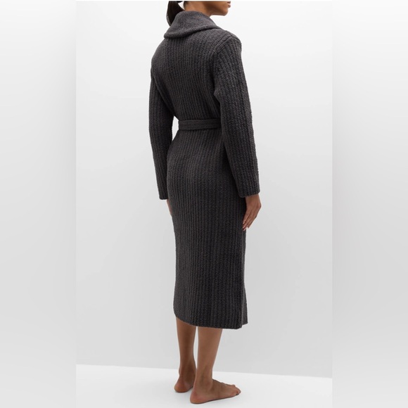Barefoot Dreams Unisex Eco CozyChic Ribbed Robe, Carbon/Black, Size 3, Large - Picture 3 of 7